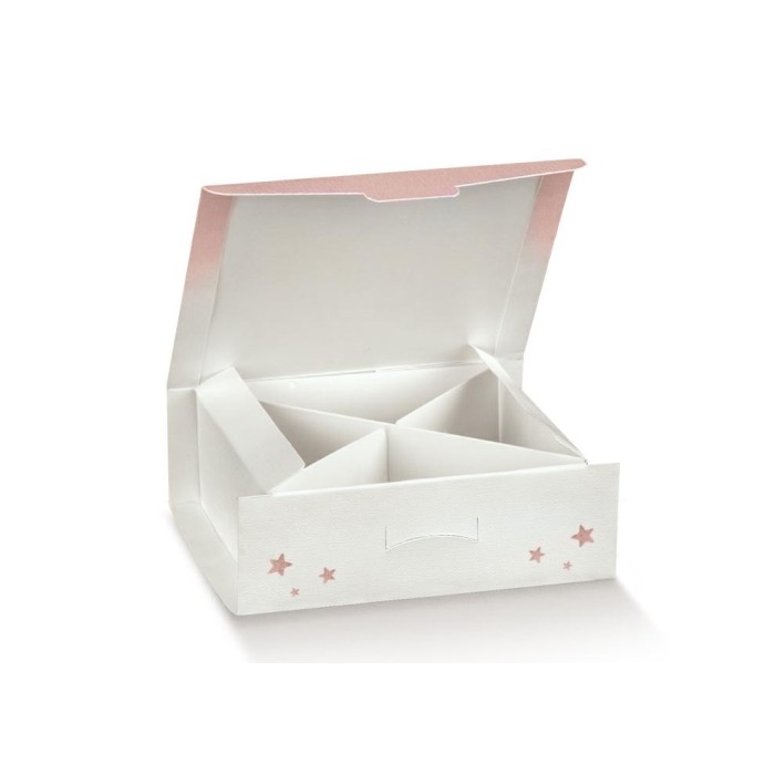 SCATOLA CARTONCINO CON DIVISORIO 100X100X40 MM. ORSETTO ROSA